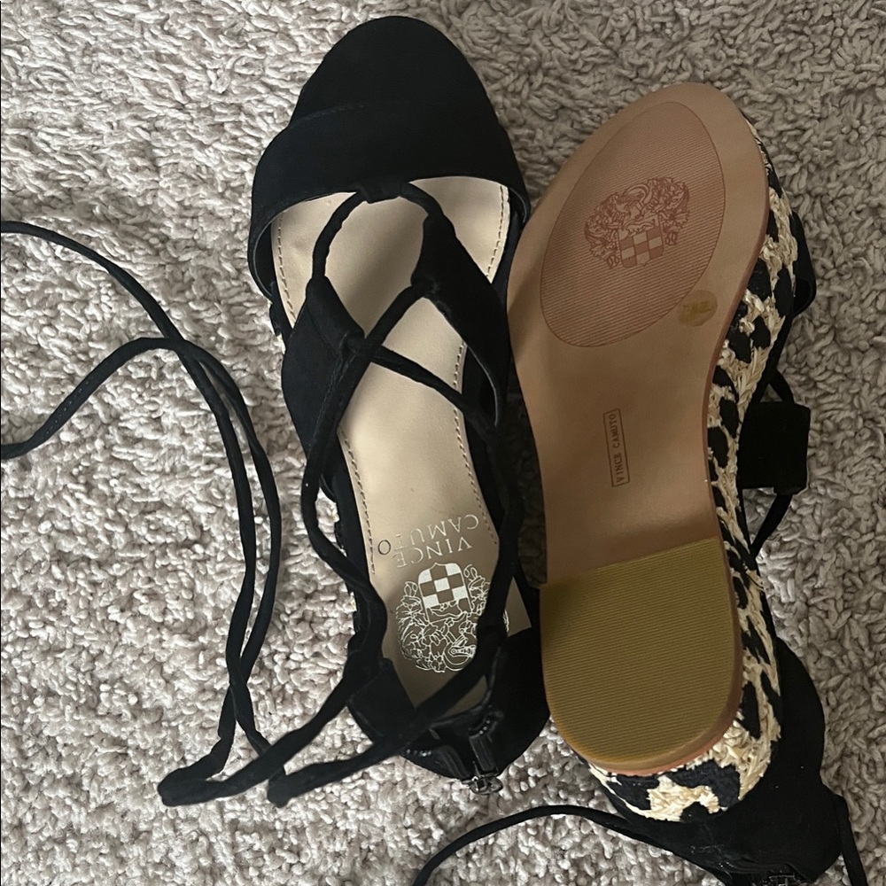 Vince Camuto Black and Cream Heels